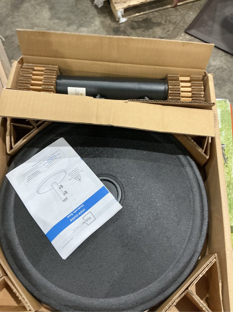 Condition photo showing Good Condition for mainstays outdoor 26lb steel round umbrella base, black finish