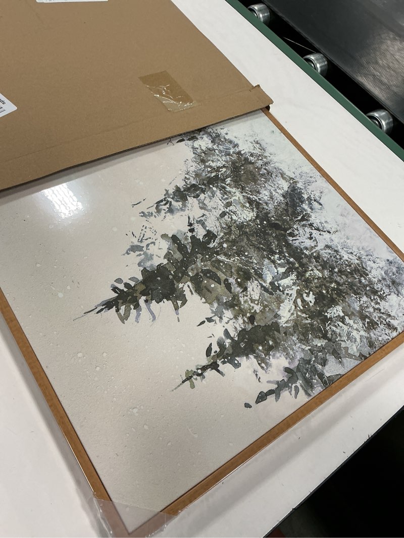 Condition photo showing New/Like New for VIYYIEA Framed Canvas Wall Art, Large Vintage Christmas Picture Decor Indoor, 16x24in, Retro Winter Pine Forest Painting Artwork For Living Dining Room Hallway Fireplace, Holiday Decorations Winter Forest 24"L x 16"W