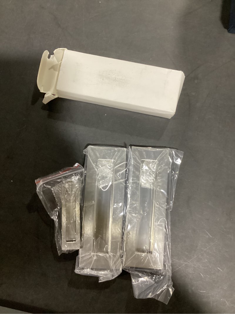 Condition photo showing Good Condition for Pocket Door Handles and Edge Pull Brushed Nickel, 6Inch Handles Hardware Latch,Recessed Finger Flush Pulls,for Closet,Sliding,Barn Door Model A Brushed Nickel