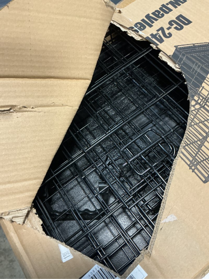 Condition photo showing Good Condition for fdw 24-inch dog crate for small dogs, double door folding metal wire pet kennel with divider panel & leak-proof plastic tray, black black 24 inch double door