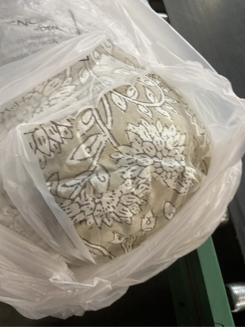 Condition photo showing As Is for levtex home adare taupe reversible king duvet cover set (106x94in) with 2 pillowcases (36x20in) - floral bedding - taupe and white - cotton king size duvet cover set - soft, pre-washed duvet - king taupe