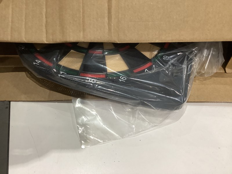 Condition photo showing New/Like New for Franklin Sports Electronic Dart Board Sets - Soft Tip Electric Dartboard with Digital Scoreboard - (6) Darts Included