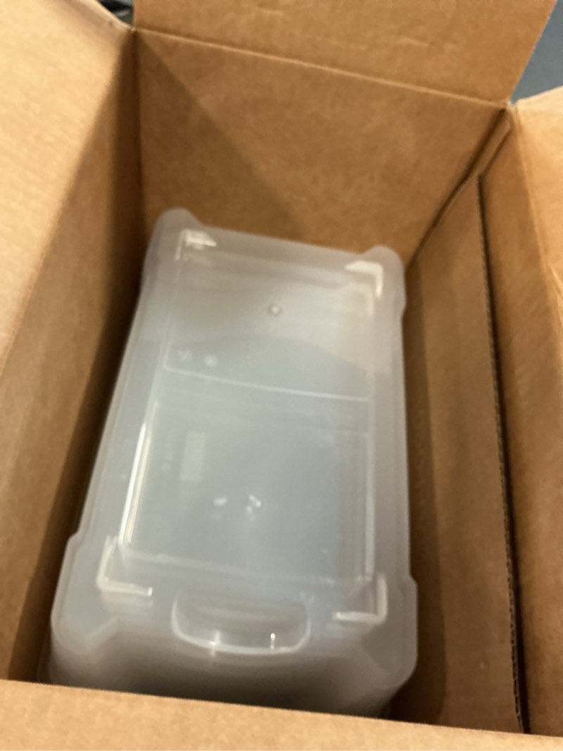 Condition photo showing As Is for IRIS USA 13 QT Plastic Storage Box with Lid and Latches - 6 Pack - BPA-Free, See-Through Organizing Solution, Durable Nestable Stackable Containers, Secure Pull Handle - Clear Clear 13 Qt 6 Pack