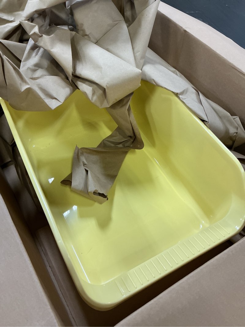 Condition photo showing Good Condition for large cat litter box with high sides,cat boxes for indoor cats,cat litter pan for kitty,litter box with low entry,anti-splashing,easy to clean (yellow)