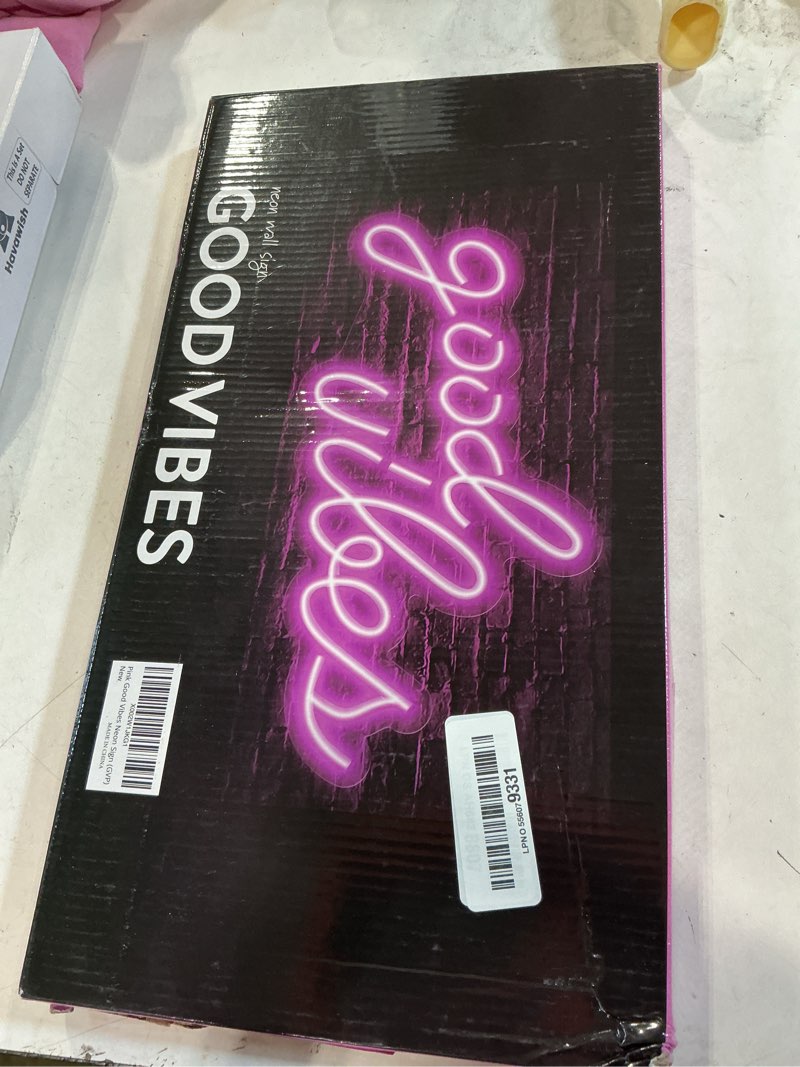 Condition photo showing New/Like New for olekki pink good vibes neon sign - neon lights for bedroom, led neon signs for wall decor (16.1 x 8.3 inch)