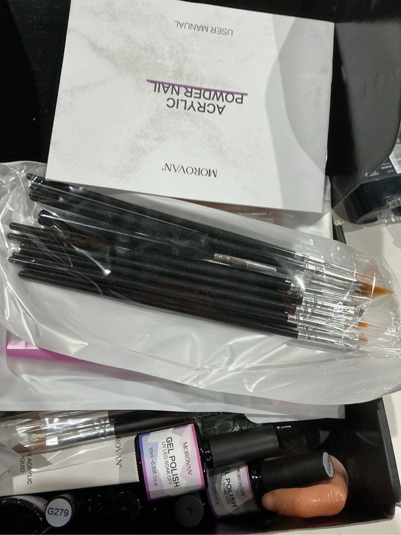 Condition photo showing Good Condition for morovan acrylic nail kit for beginners: professional nails kit acrylic set with everything complete starter set - with 3 colors powder and glitter powder