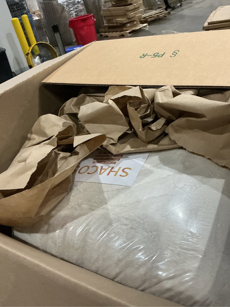 Condition photo showing New/Like New for shacos soft cozy fluffy arch pattern high low pile area rugs 9'x12' large non slip washable modern geometric rug scandinavian minimalist carpet for living room bedroom dining room, beige 9'x12' beige