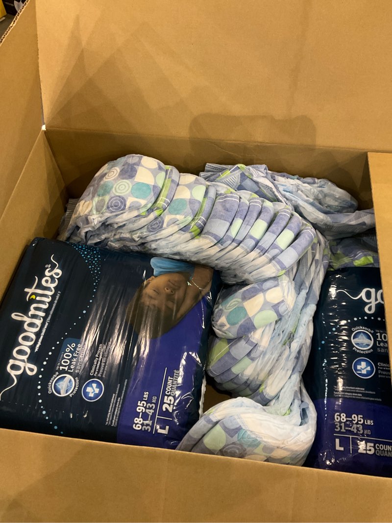 Goodnites Boys' Nighttime Bedwetting Underwear, Size Large (68-95 lbs), 75 Ct (3 Packs of 25), Packa