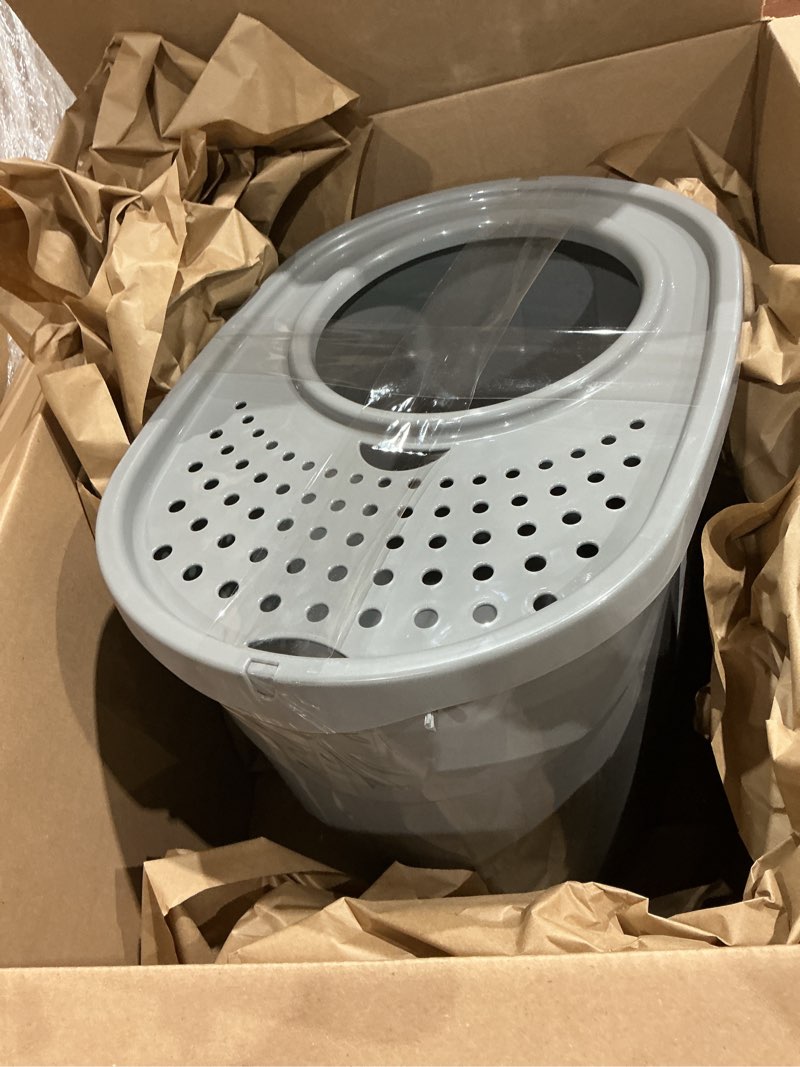 Condition photo showing Good Condition for amazon basics large cat litter box with high sides, top entry, odor control, includes scoop, 20.5 x 14.75 x 14.38 inches, grey grey top entry