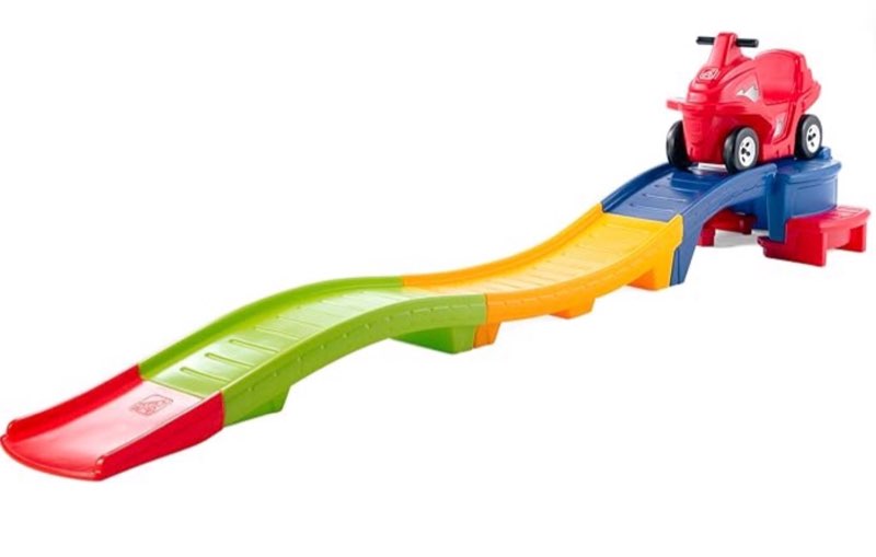 step2 up & down roller coaster toy for kids, ride-on push car, indoor/outdoor playset, for toddlers ages 2-5, compact storage, 50 lb. max weight, multicolor