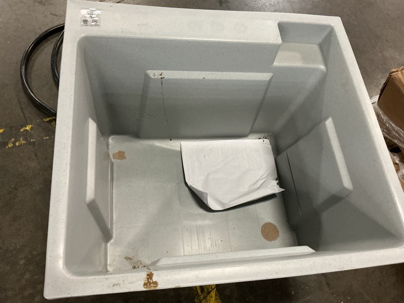 Condition photo showing As Is for ruggedtub 24.25-in x 22-in 1 -basin graphite (gray with black speckles) freestanding utility tub with