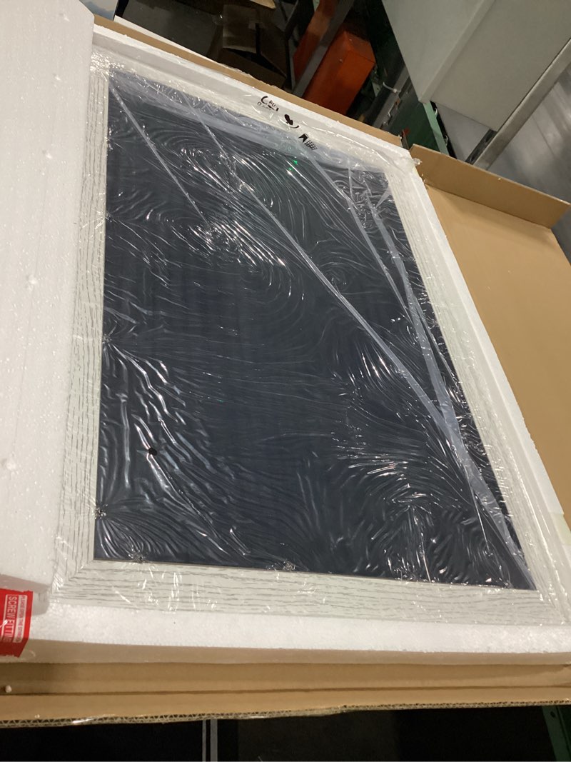 Condition photo showing New/Like New for Farmhouse Bathroom Mirrors for Over Sink 26”x40” White Rustic Wall Decor Mirror for Vanity Barn Door Style Wall Mirror for Bathroom Entryway Living Room Bedroom White 40"L x 26"W