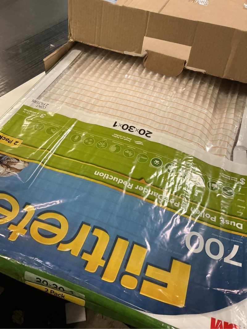 Condition photo showing Good Condition for Filtrete 20x30x1 AC Furnace Air Filter, MERV 8, MPR 700, Tough on Pollen, Easy on Airflow, 3-Month Pleated 1-Inch Electrostatic Air Cleaning Filter, 4-Pack (Actual Size 19.880 x 29.880 x 0.8125 in )