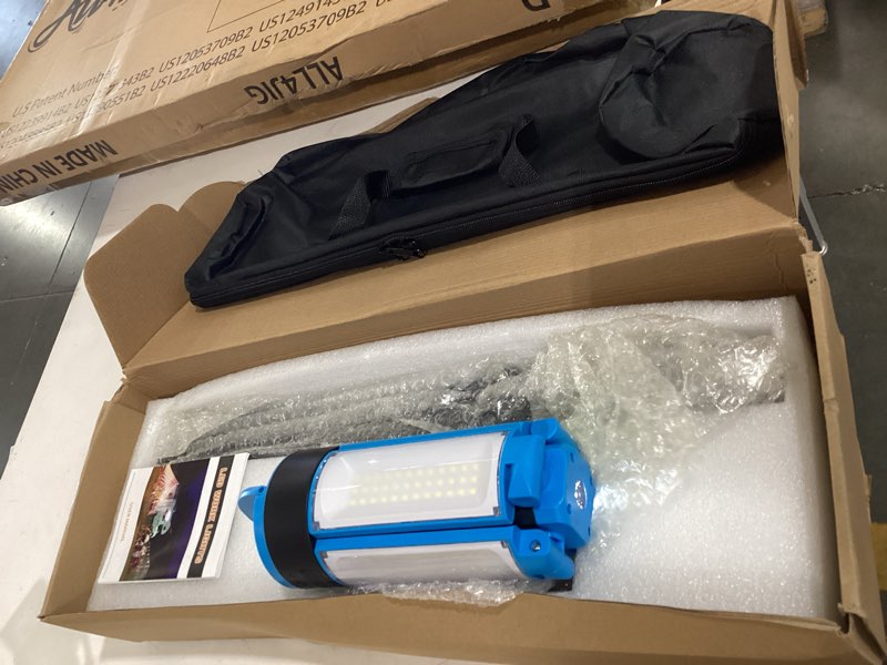 Condition photo showing Good Condition for t-sunicem rechargeable camping light with metal stand, freestanding portable work light with 4 led heads, magnetic work light waterproof for outdoor emergency, flashlight with detachable tripod 1 pack?with stand? blue