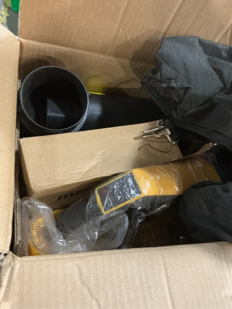 Condition photo showing As Is for Cordless Leaf Blower & Vacuum, 3-in-1 Leaf Vacuum Mulcher with Bag, 40V 360CFM 5-Speeds Brushless Battery Operated Leaf Blower for Lawn Care with 2 x 4.0Ah Battery & Charger Included