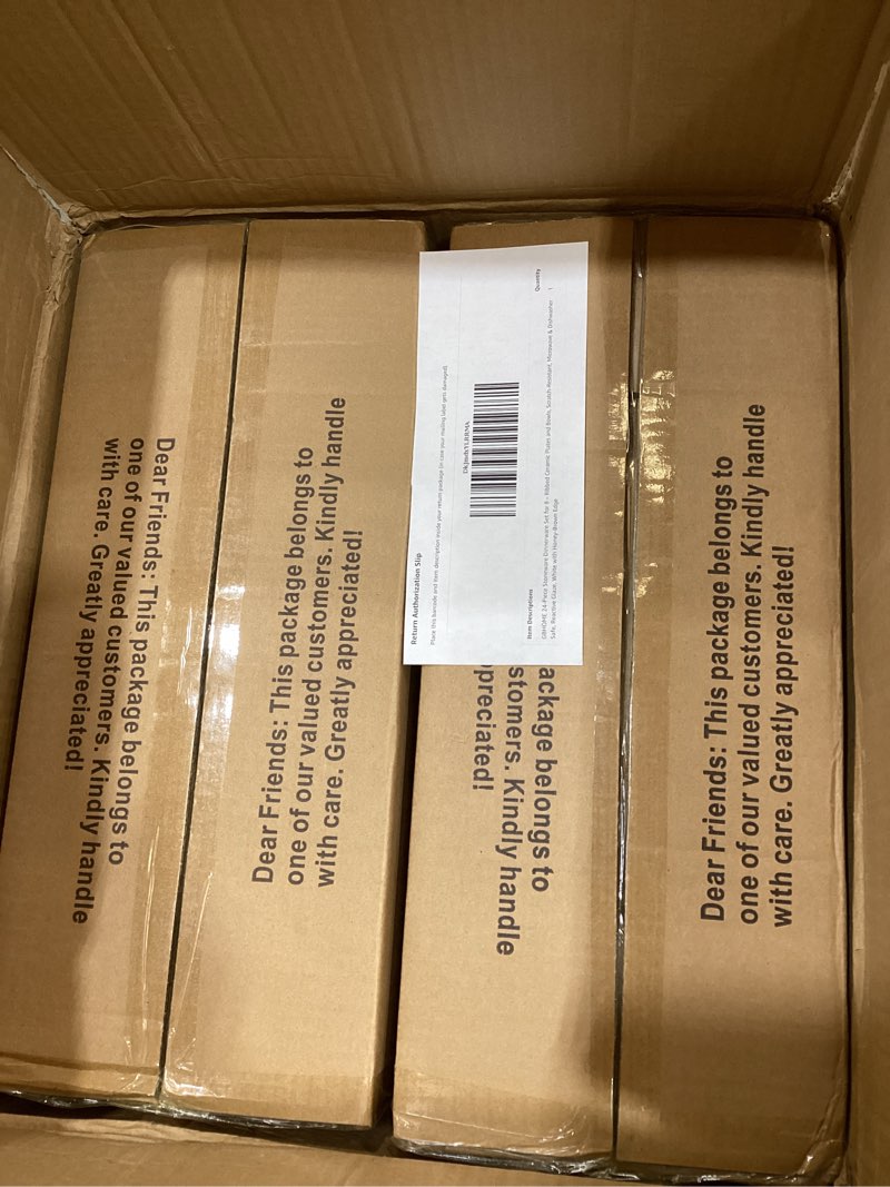 Condition photo showing Good Condition for gbhome stoneware dinnerware sets for 8, round reactive glaze ceramic plates and bowls set, highly scratch resistant | dishwasher & microwave safe set?service for 8?24pcs) reactive glaze-pearl white service for 8(24pcs)