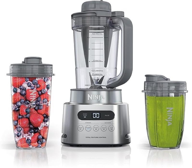 Ninja SS151 TWISTi Blender DUO, 1600 WP High Speed Smoothie Machine & Nutrient Extractor* 5 Functions Smoothie, Spreads & More, SmartTORQUE, 34 oz Pitcher & (2) Cups