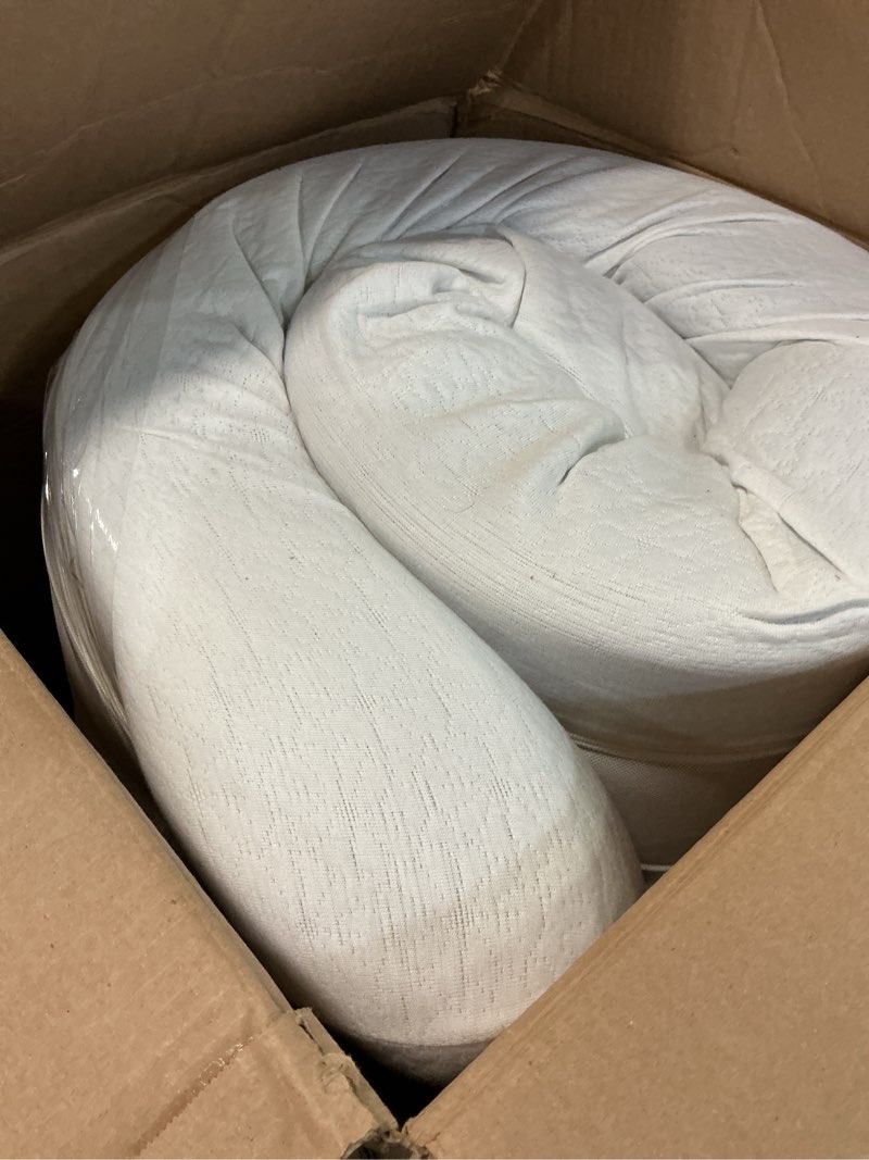 Condition photo showing As Is for best price mattress 6 inch twin mattress bed-in-a-box, green tea memory foam, white