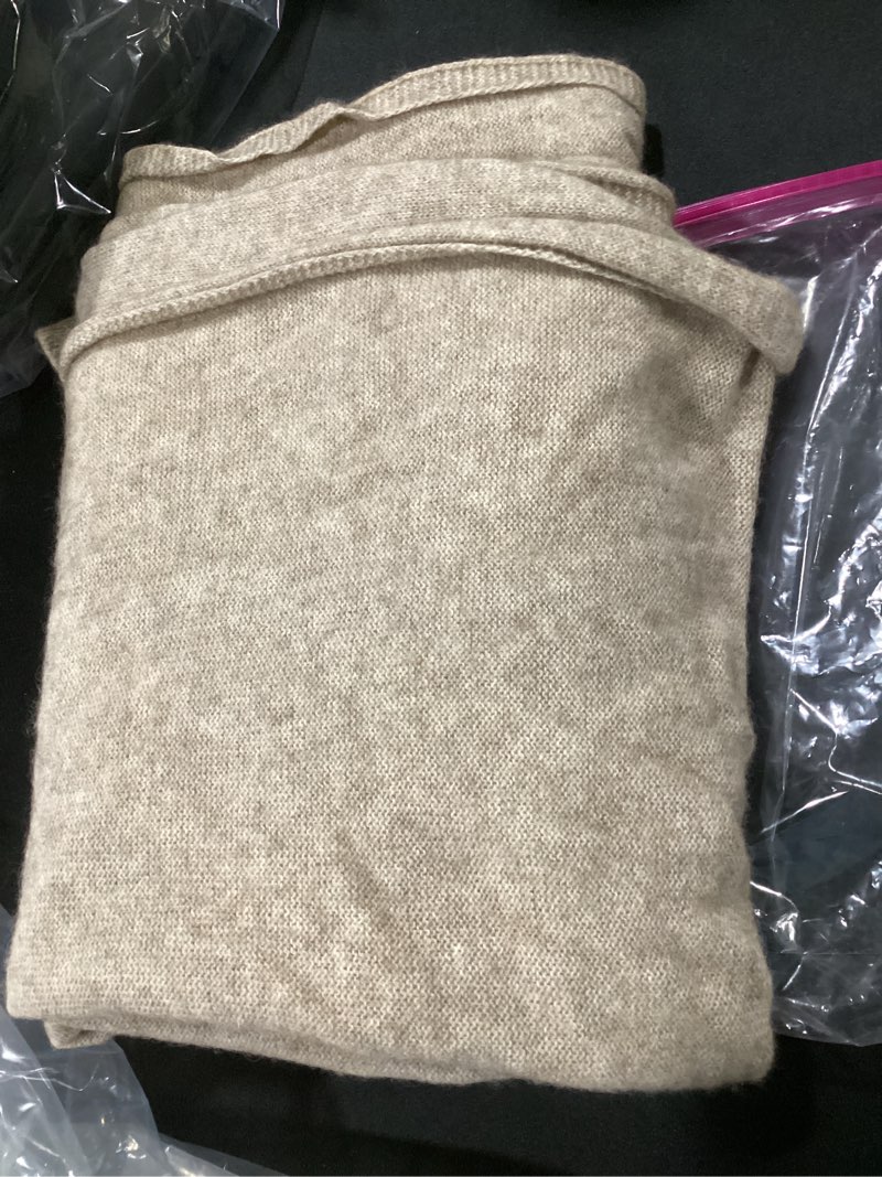 Condition photo showing As Is for women's cashmere wool oversized shawl wrap, solid color pashmina ultra soft stole scarf for women with gift box camel