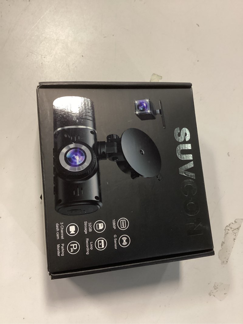 Condition photo showing New/Like New for Dash Cam Front and Rear, 1080P Dash Camera for Cars, 3 Channel Car Camera Front Rear and Inside with 32GB Card, Loop Recording, Night Vision, HDR, 24Hr Parking, G-Sensor
