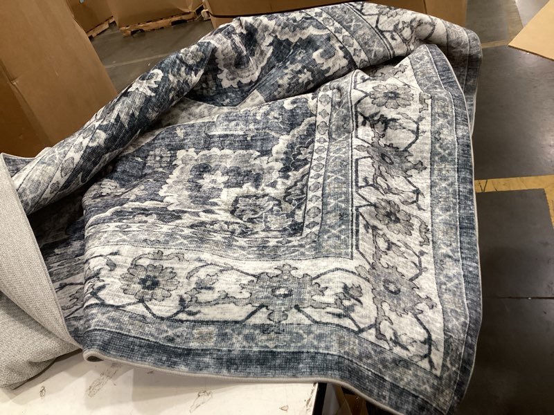 Condition photo showing As Is for 9x12 large neutral area rug blue vintage living room bedroom washable carpet non-slip soft low pile farmhouse indoor large throw rug for dining room office 9' x 12' (rectangular) blue