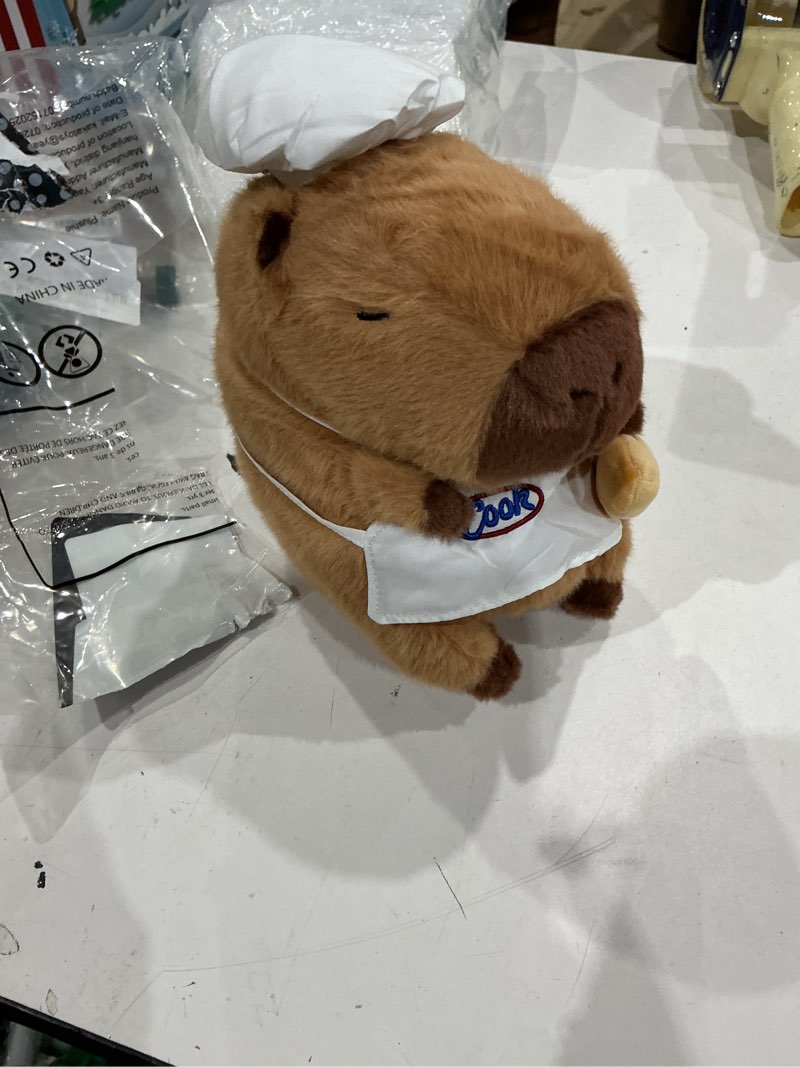 Condition photo showing New/Like New for ditucu cute capybara plush with cooking chef hat 9 inch french baguette bread capibara stuffed animal soft plushies toys gifts for kids brown chef capybara 9 inch