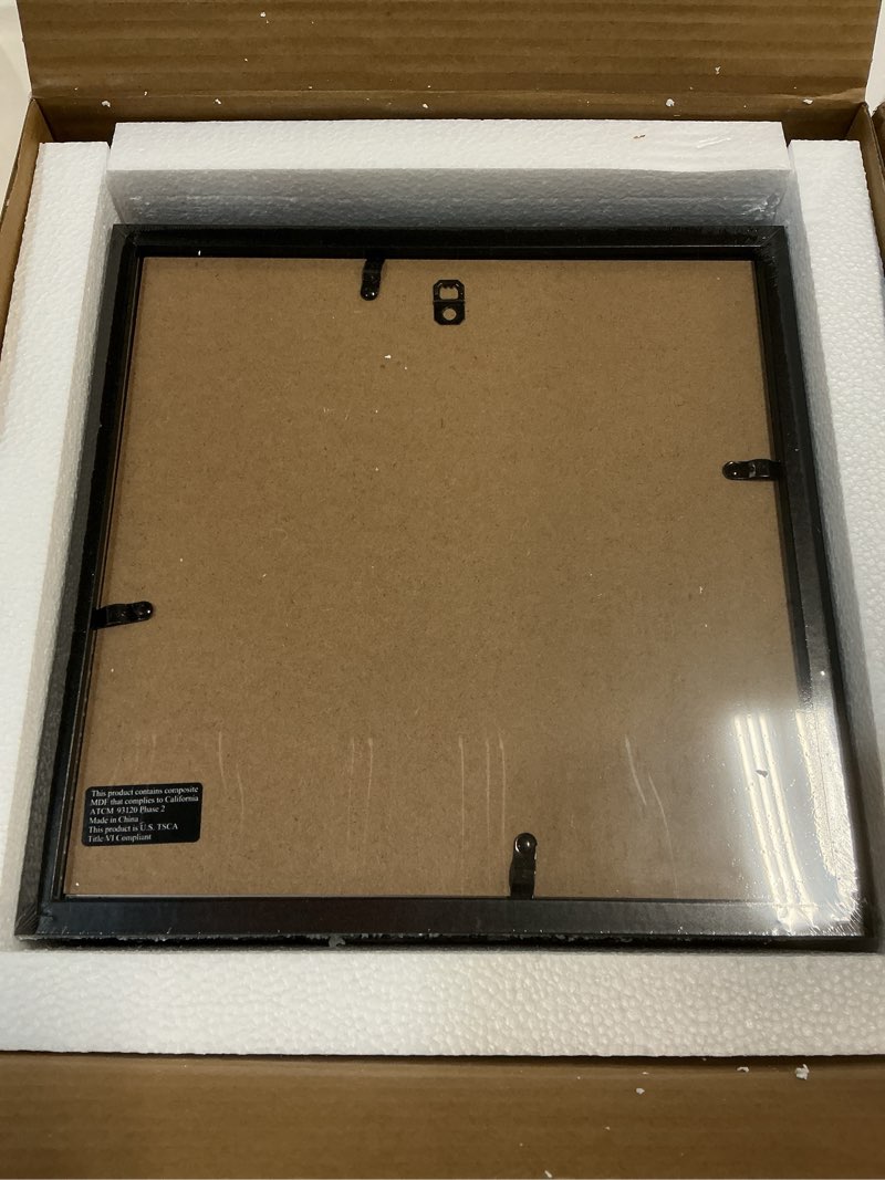 Condition photo showing New/Like New for An&He 10x10 Picture Frames Set of 6, Displays 6x6 with Mat or 10x10 Without Mat Photos, Square Collage Wall Decor for Gallery, Wall Decor, Black Black-6 10x10