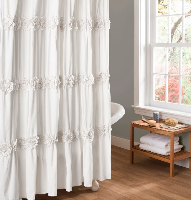 Darla Texture Shower Curtain White - Lush Décor