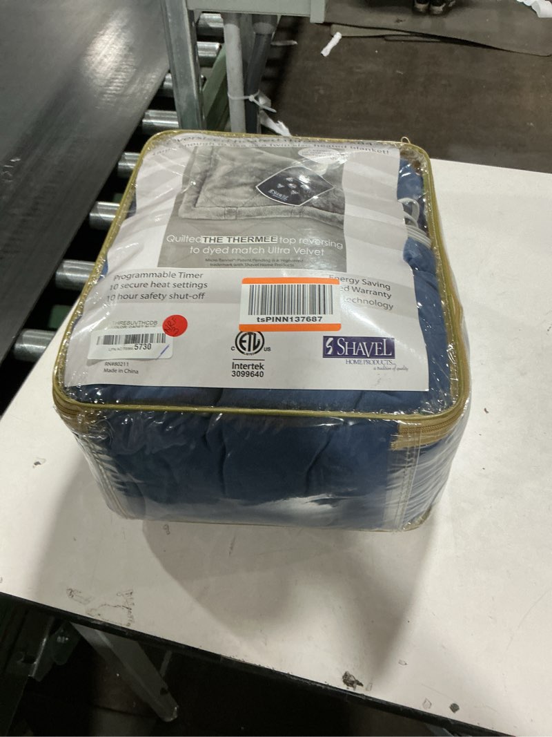 Condition photo showing Good Condition for Thermee Micro Flannel Heated Oversized Throw, Twin Size, Micro Flannel to Ultra Velvet Electric Blanket with 10 Heat Levels, 10 Hour Auto Shut Off, 62x84 Inches, Cadet Blue