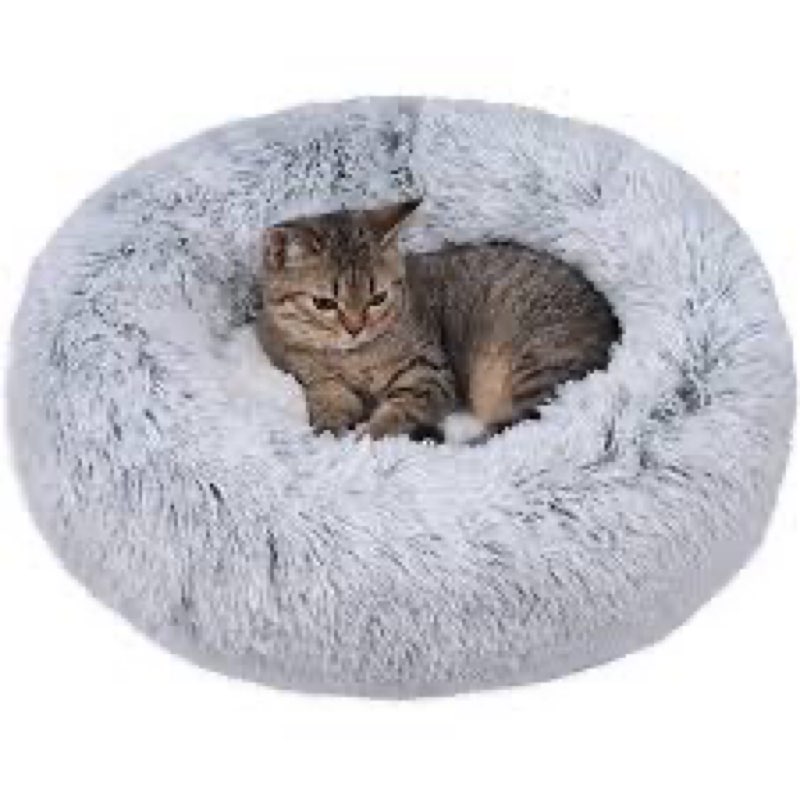 Generic Bed Cushion for Dogs and Cats, Winter, Large Plush Double Grey 23\"x23\"