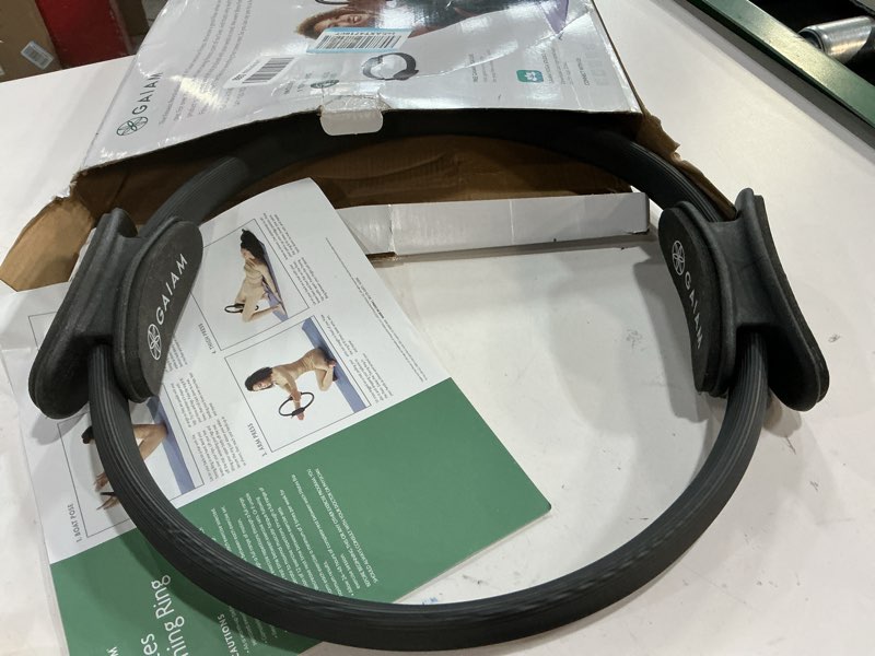 Condition photo showing Good Condition for Gaiam Pilates Ring Fitness Circle - Lightweight & Durable Foam Padded Handles, Flexible Resistance Exercise Equipment for Toning Arms, Thighs/Legs & Core 15" Black