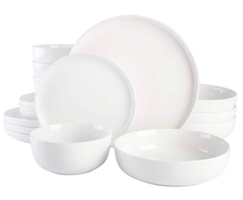 gibson home vienna dinnerware dishes set  service for 4 (16pcs)  white