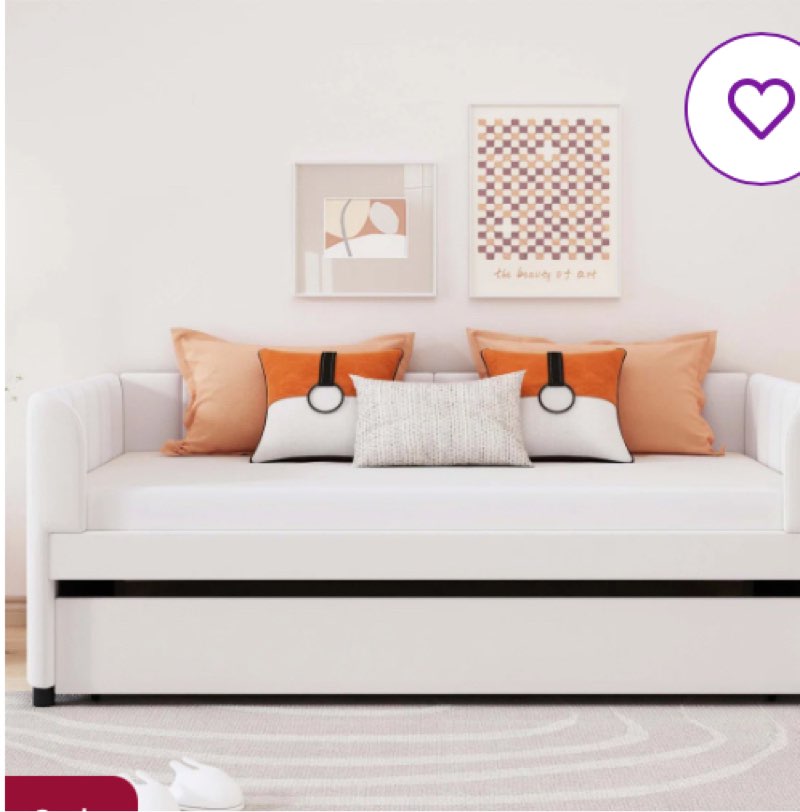 Incomplete box 1 only)Nadwa Twin Size Upholstered Daybed with Ergonomic Design Backrest and Trundle Color: 