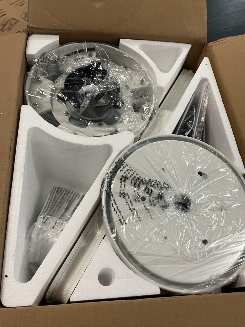 Condition photo showing Good Condition for ayaoty 54 inch ceiling fans with lights and remote, low profile ceiling fan with light, flush mount, reversible, 3cct, dimmable, noiseless, white ceiling fan for bedroom, indoor/outdoor use