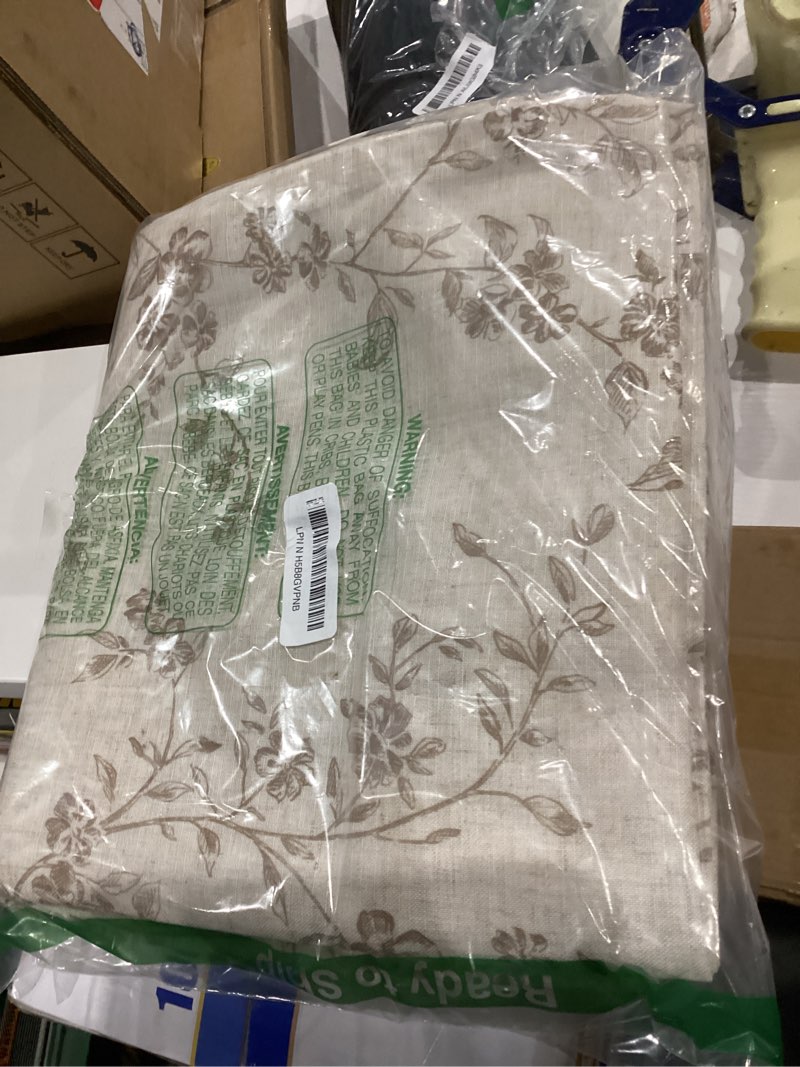 Condition photo showing Good Condition for Lazzzy Taupe Floral Linen Curtains 84 Inch Farmhouse Curtain Back Tab Drapes for Living Room Bedroom Light Filtering Vintage Rod Pocket Curtains Fall Decorations for Home, 2 Panels, Taupe on Beige 50"W x 84"L (Pack of 2) Elisa Taupe