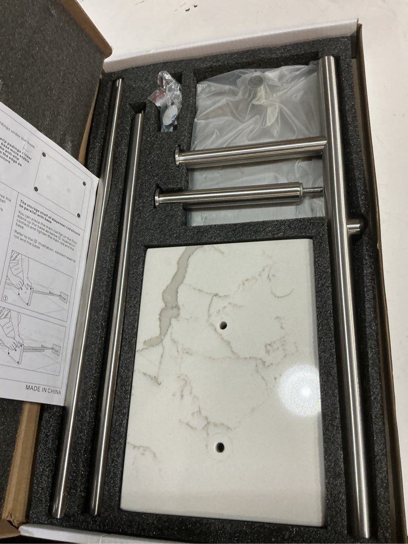 Condition photo showing Good Condition for Toilet Paper Holder Stand with Shelf, Marble Base Heavy Free Standing Toilet Paper Double Roll Holders SUS304 Stainless Steel Brushed Nickel, Storages 4 Reserve Rolls Dispenser