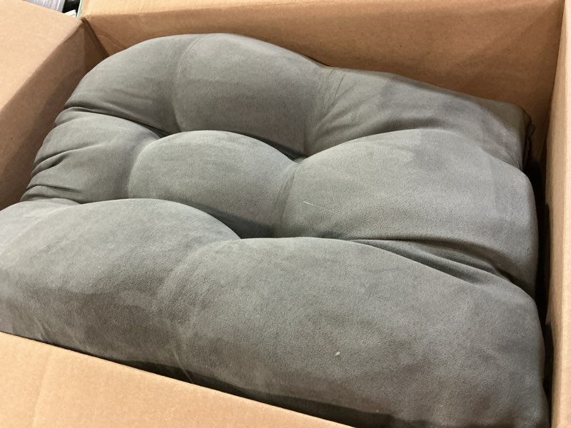 Condition photo showing Good Condition for glyzia 5 pcs glider rocker replacement cushions with storage side pocket, luxuriy chenille fabric foam & microfiber filling, thickened & supportive rocking chair cushion set, light grey