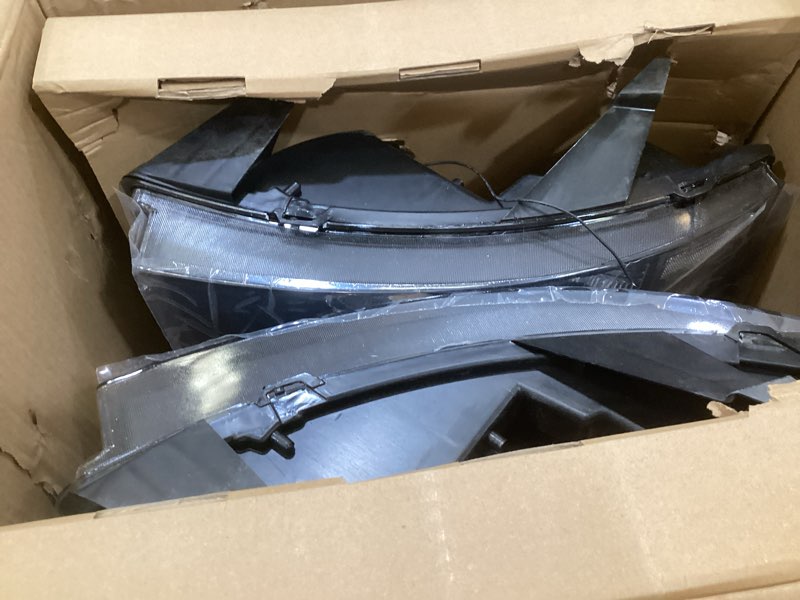 Condition photo showing As Is for led drl headlights assembly fit 07-13 chevy silverado 1500 2500hd 3500 not fit 2007(old body) classic models halogen headlamp clear reflector black housing black housing clear reflector (w/ led bar)