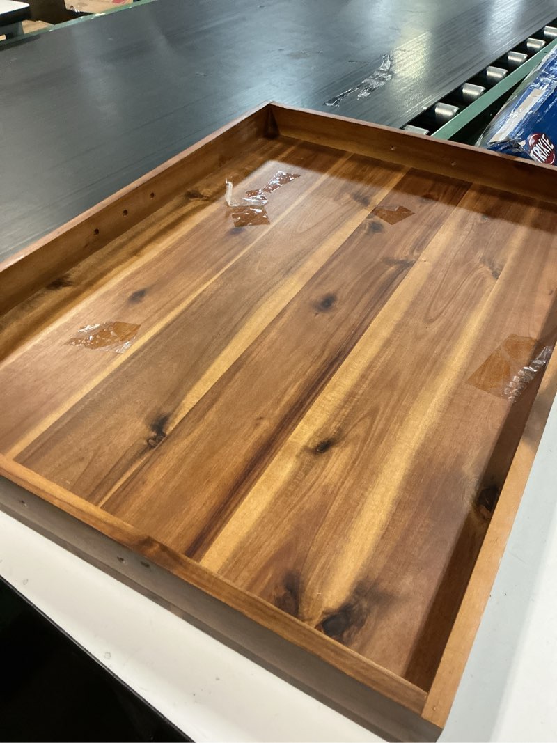 Condition photo showing As Is for stove top covers for electric stove with handles 30”x22” (outer) / 28.9”x20.8” (inner) - acacia wood noodle board for gas stovetop - stove top covers for gas burners, sink cutting board (acacia color) acacia 30"l x 22"w