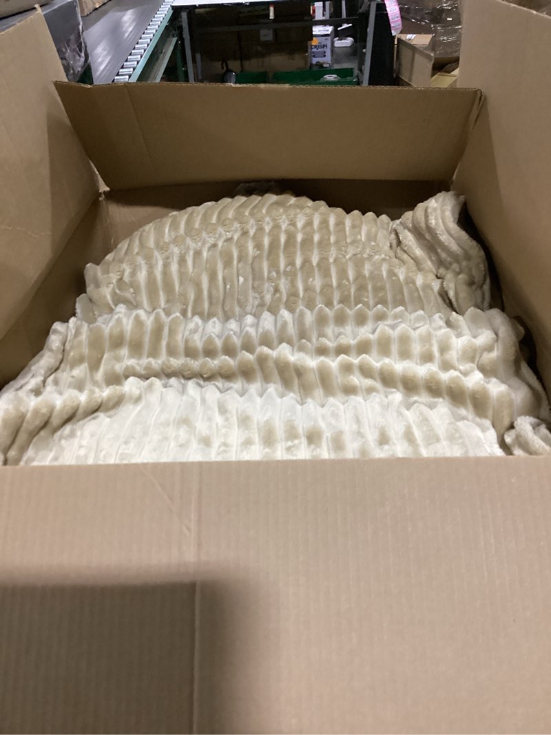 Condition photo showing As Is for (similar to the ) sasttie king comforter set 3 pieces - super soft fleece comforters king size, 1 luxury warm fuzzy marshmallow comforter with 2 pillow cases, faux fur down alternative bedding set, beige color king
