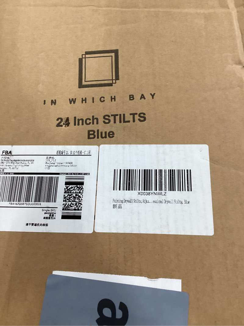 Condition photo showing Good Condition for painting drywall stilts,adjustable aluminum tool stilt for plastering,24" - 40" sheetrock stilts,professional drywall stilts, blue 24" - 40" blue