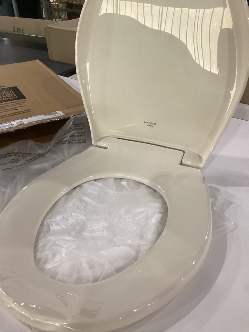 Condition photo showing Good Condition for mayfair aurora slow close toilet seat, easy clean hinges and adjustable perfect fit plastic seat, made in usa, round, bone