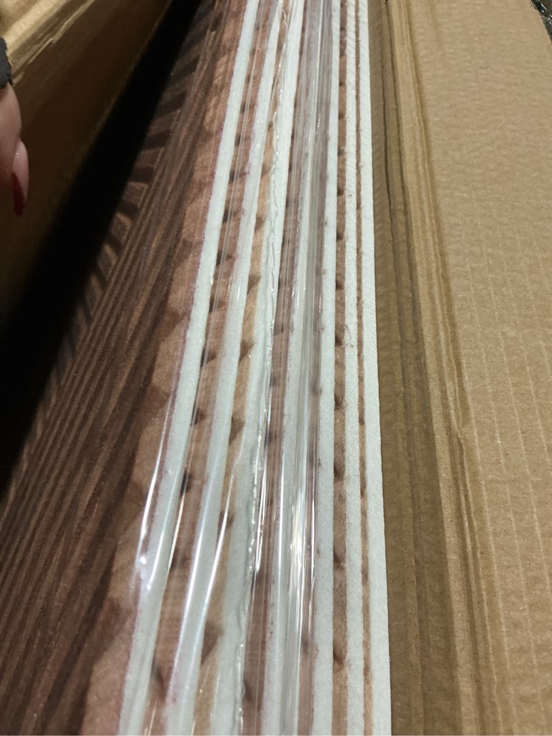 Condition photo showing As Is for BTDVR 8 Pack Large Acoustic Wall Panels,94.48"x47.24" Self-Adhesive Soundproof Wall Panels-Total Size (Single Size 23.62"x23.62") Decorative Wood Grain Printing Sound Panels,for Studio,Office,Home 96x48 Inch(8 Pack-24x24 Inch) Log Color