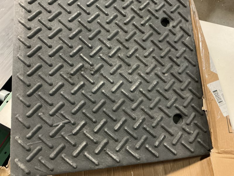 Condition photo showing As Is for reliancer 2pcs rubber curb ramps,6.3" rise height,5t capacity threshold ramps for loading dock,driveway curb ramp,curbside vehicle ramp for cars suv trucks motorcycles forklift wheelchairs lawn mower