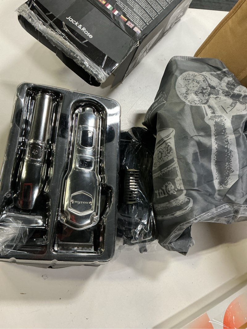 Condition photo showing Good Condition for jack & rose clippers and trimmers set, cordless hair clippers for men, barber clippers set silvery