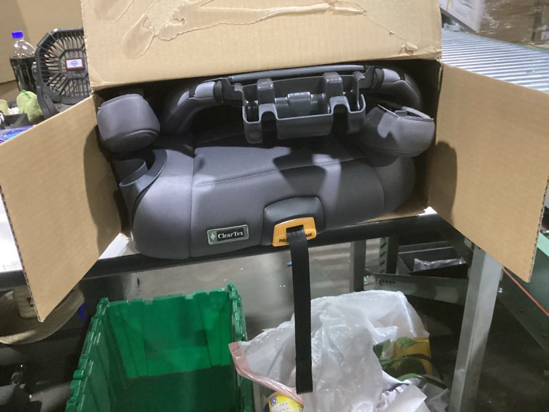 Condition photo showing As Is for chicco kidfit cleartex plus 2-in-1 belt-positioning booster car seat, backless and high back booster seat, for children aged 4 years and up and 40-100 lbs. | obsidian/black kidfit cleartex plus obsidian