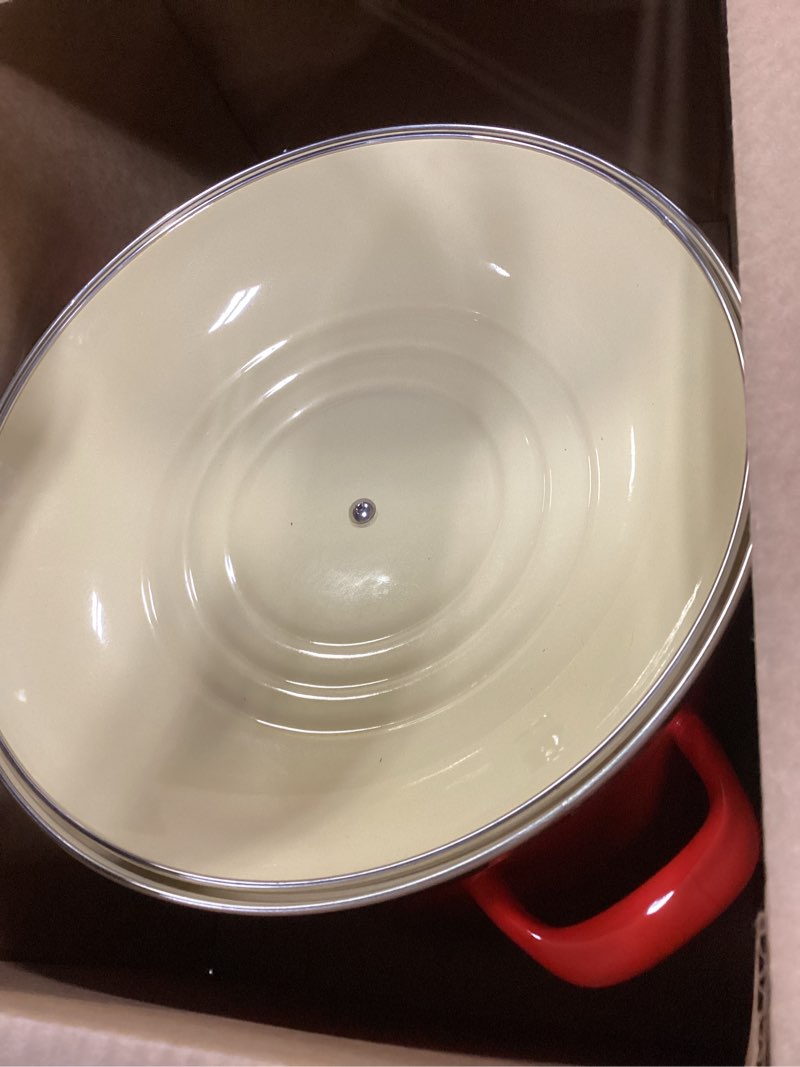 Condition photo showing Good Condition for Le Creuset Enamel On Steel Traditional Lobster Stockpot, 20 qt., Carmin