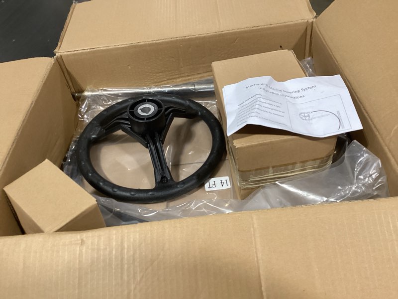 Condition photo showing Good Condition for similar product please see preview pictures similiarcarmocar outboard steering rotary system boat kit with 13.5 inch steering wheel,3/4\" tapered shaft,10 feet boat steering cable for marine boat outboard