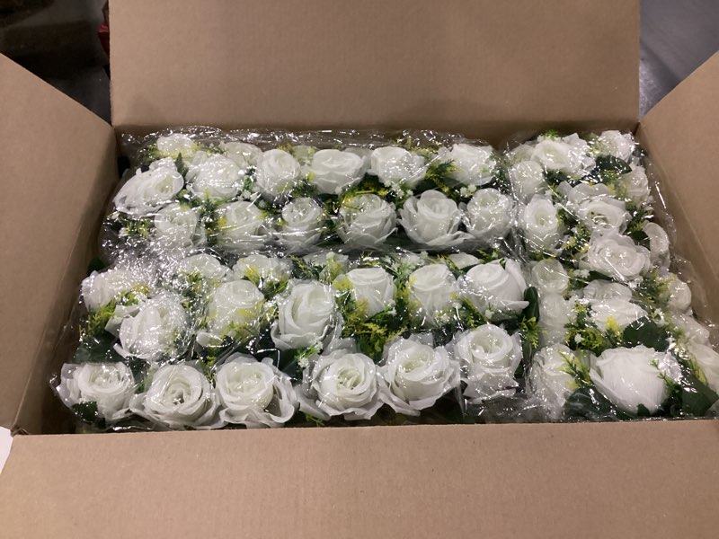 Condition photo showing New/Like New for NUPTIO Wedding Floral Centerpieces for Tables - 6 Pcs 19.6in Long Spring Flower Arrangements Artificial Centerpiece, Elegant White Fake Rose Flowers Arrangement for Party Weddings Dining Table 6 White