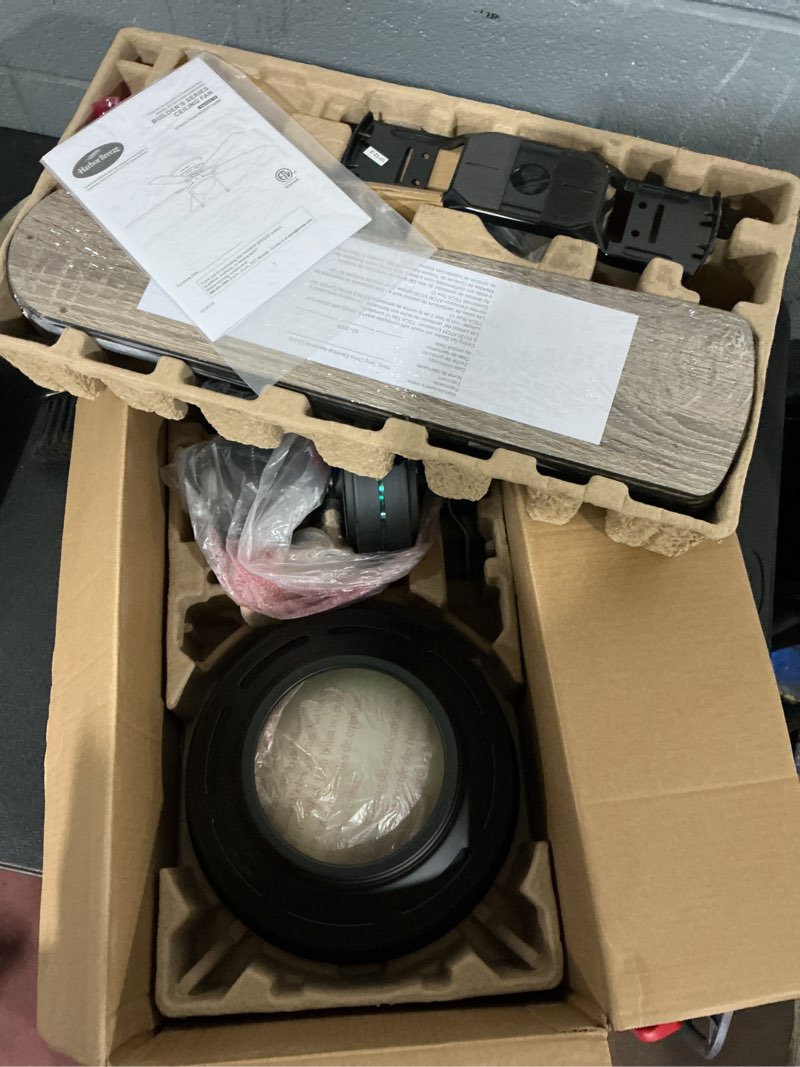 Condition photo showing Good Condition for harbor breeze armitage 52-in matte black with black/cocoa blades led indoor flush mount ceiling fan with light (5-blade)